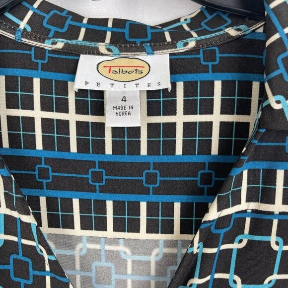 Talbots Women 3/4 Sleeve Pullover V Neck Print Dress Size 4 - Picture 3 of 11